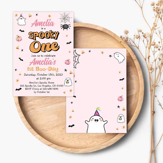 Invitation Éffrayant One Girl Halloween 1er Anniversaire mign