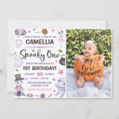 Invitation Éffrayant One Girls Halloween 1er Anniversaire Pho (Devant)