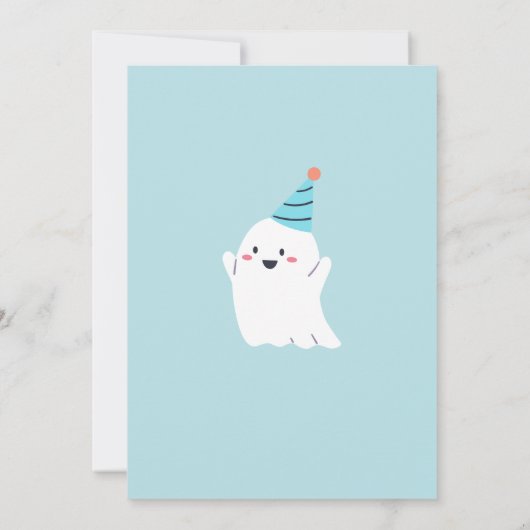 Invitation Éffrayant One mignonne Ghost Boy 1ère fête d'anniv (Dos)
