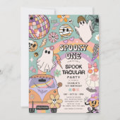 Invitation Éffrayant One Retro Amusement Halloween 1er Annive (Devant)