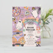 Invitation Éffrayant One Retro Amusement Halloween 1er Annive (Debout devant)