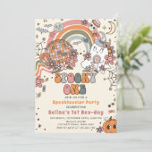 Invitation Éffrayant One Retro Ghost Halloween 1er anniversai (Debout devant)