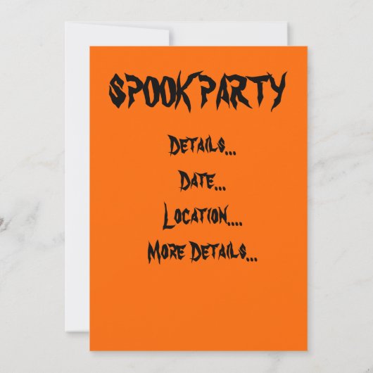 Invitation Éffrayant orange et noir (Dos)