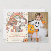 Invitation Éffrayant Retro Ghost Halloween 3ème anniversaire  (Devant)