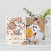 Invitation Éffrayant Retro Ghost Halloween 3ème anniversaire  (Debout devant)