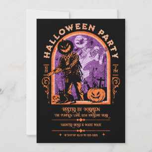 Invitation Éffrayant Retro Ghoul Halloween