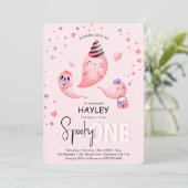 Invitation Éffrayant rose UN Fantôme Fille Halloween 1er anni (Debout devant)