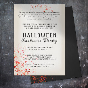 Invitation Effrayant sang adulte Splatter Halloween Party