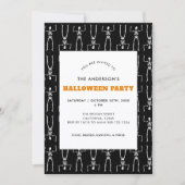 Invitation Éffrayant Skeleton Motif Black Halloween Party (Devant)