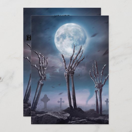 Invitation Éffrayant Skeleton Undead Halloween Party Invit (Devant / Derrière)