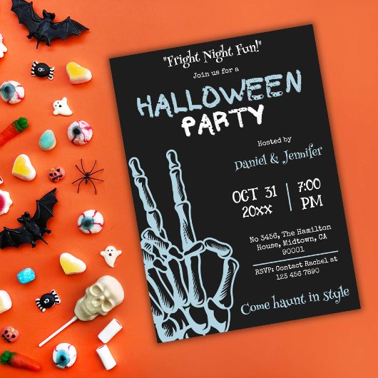 Invitation Éffrayant squelette fright night fun Halloween