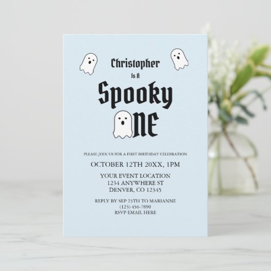 Invitation Éffrayant un 1er anniversaire (Debout devant)