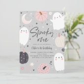 Invitation Éffrayant Un Boho Halloween Ghost 1er Anniversaire (Debout devant)