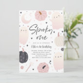 Invitation Éffrayant Un Boho Halloween Ghost 1er Anniversaire (Debout devant)