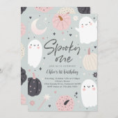 Invitation Éffrayant Un Boho Halloween Ghost 1er Anniversaire (Devant / Derrière)