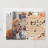 Invitation Éffrayant Un Fantôme 1er Anniversaire Halloween (Devant)