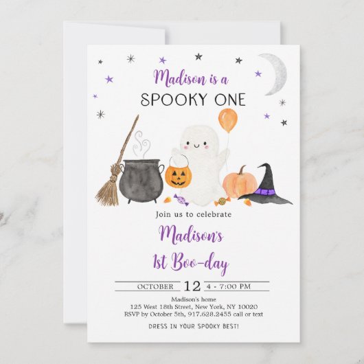 Invitation Éffrayant Un Fantôme Citrouille Halloween Premier  (Devant)