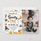 Invitation Éffrayant Un Fantôme d'Halloween Photo Anniversair (Devant)
