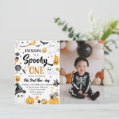 Invitation Éffrayant Un Fantôme d'Halloween Photo Anniversair (Debout devant)