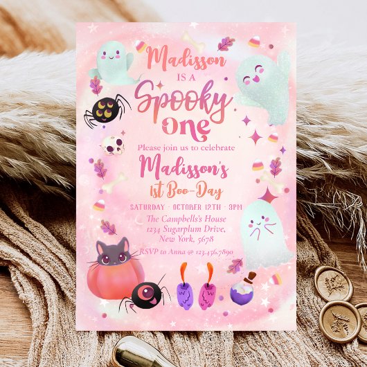 Invitation Éffrayant Un Fantôme Halloween 1er Anniversaire