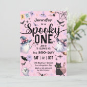Invitation Éffrayant Un Fantôme Halloween 1er Anniversaire fi (Debout devant)