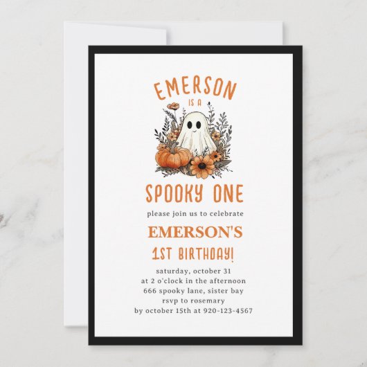 Invitation Éffrayant Un Fantôme Halloween fête d'anniversaire (Devant)