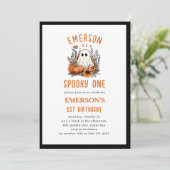 Invitation Éffrayant Un Fantôme Halloween fête d'anniversaire (Debout devant)