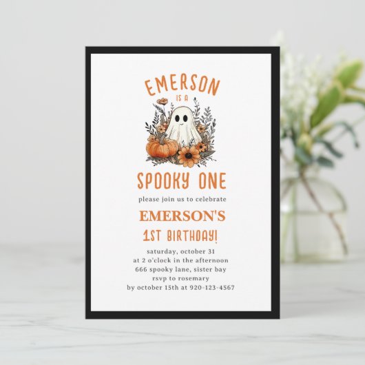 Invitation Éffrayant Un Fantôme Halloween fête d'anniversaire (Debout devant)