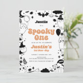 Invitation Éffrayant Un Fantôme Orange Halloween Anniversaire (Debout devant)