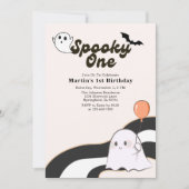 Invitation Éffrayant Un Fantôme Rétro Premier Anniversaire (Devant)