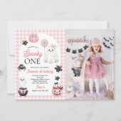 Invitation Éffrayant Un Fantôme rose Halloween 1er Anniversai (Devant)