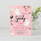Invitation Éffrayant UN Fantôme rose Halloween Anniversaire (Debout devant)