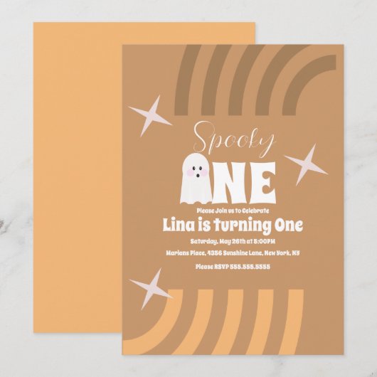 Invitation Éffrayant Un Fantôme Super Halloween Anniversaire  (Devant / Derrière)