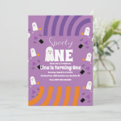 Invitation Éffrayant Un Fantôme Super Halloween Anniversaire  (Debout devant)