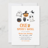 Invitation Éffrayant Un Ghoul Halloween Premier anniversaire (Devant)
