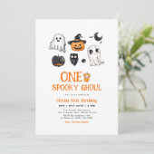 Invitation Éffrayant Un Ghoul Halloween Premier anniversaire (Debout devant)