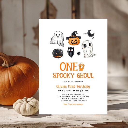 Invitation Éffrayant Un Ghoul Halloween Premier anniversaire