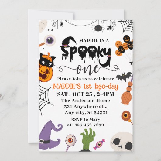 Invitation Éffrayant Un Halloween 1er Anniversaire (Devant)