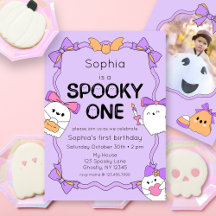 Éffrayant Un Halloween 1er Anniversaire Photo Invi