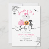 Invitation Éffrayant Un Halloween 1ère fille anniversaire (Devant)