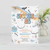 Invitation Éffrayant Un Halloween Fantôme Super 1er anniversa (Debout devant)
