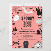 Invitation Éffrayant Un Halloween fille premier anniversaire (Devant)