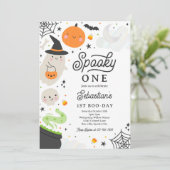 Invitation Éffrayant Un Halloween Garçon Fête du 1er Annivers (Debout devant)