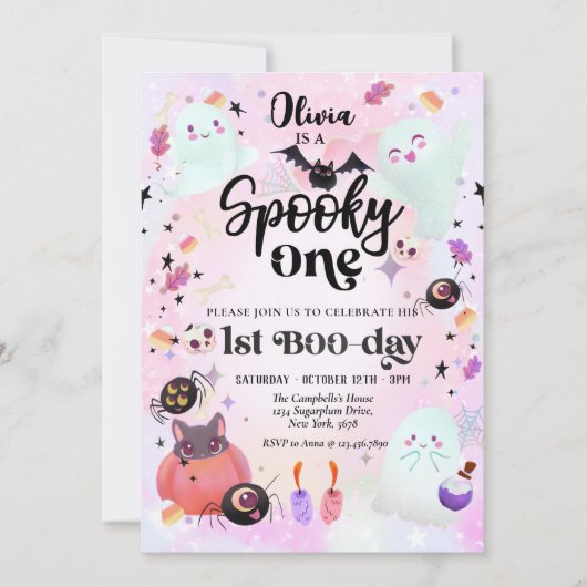 Invitation éffrayant Un Halloween Ghost 1er Annive (Devant)