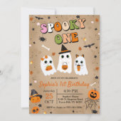 Invitation Éffrayant Un Halloween mignon Fantôme 1er Annivers (Devant)