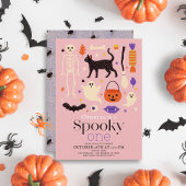 Invitation Éffrayant Un Halloween Motifs Rose 1er Anniversair