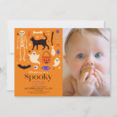 Invitation Éffrayant Un Halloween Orange 1er Anniversaire Pho (Devant)