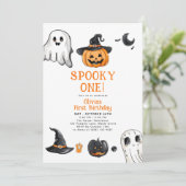 Invitation Éffrayant Un Halloween premier anniversaire (Debout devant)