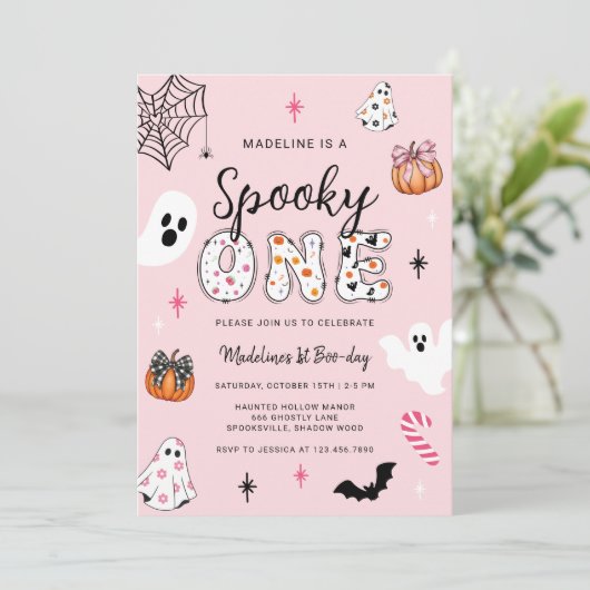 Invitation Éffrayant Un Halloween premier anniversaire (Debout devant)