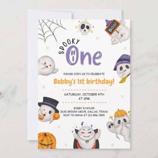 Invitation Éffrayant Un Halloween premier anniversaire (Devant)